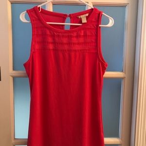 Coral sleeveless blouse with chest stripe detail